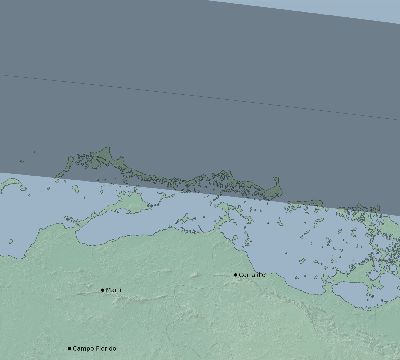 Map of the eclipse path across Cuba on 07/29/1897