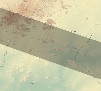 Map of the eclipse path across Cameroon on 01/22/1898