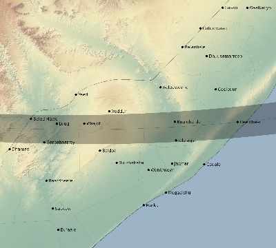 Map of the eclipse path across Somalia on 01/22/1898