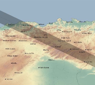 Map of the eclipse path across Algeria on 05/28/1900