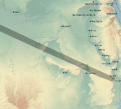 Map of the eclipse path across Egypt on 05/28/1900