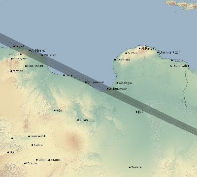 Map of the eclipse path across Libya on 05/28/1900