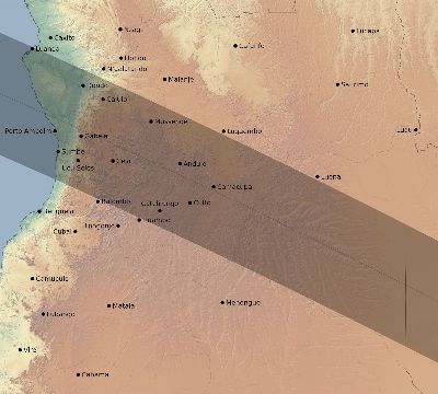 Map of the eclipse path across Angola on 11/22/1900