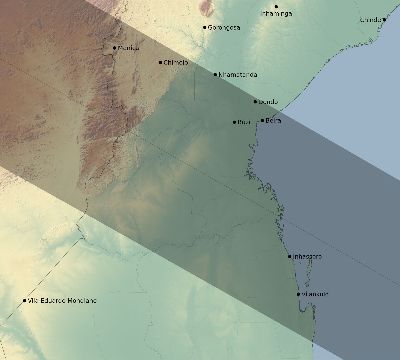 Map of the eclipse path across Mozambique on 11/22/1900
