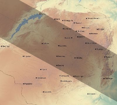 Map of the eclipse path across Zimbabwe on 11/22/1900