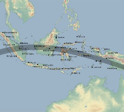 Map of the eclipse path across Indonesia on 05/18/1901