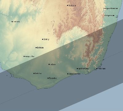 Map of the eclipse path across Madagascar on 05/18/1901