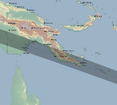 Map of the eclipse path across Papua New Guinea on 05/18/1901