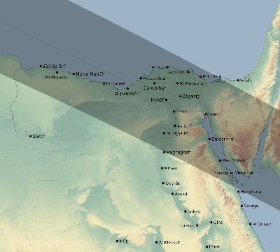 Map of the eclipse path across Egypt on 11/11/1901
