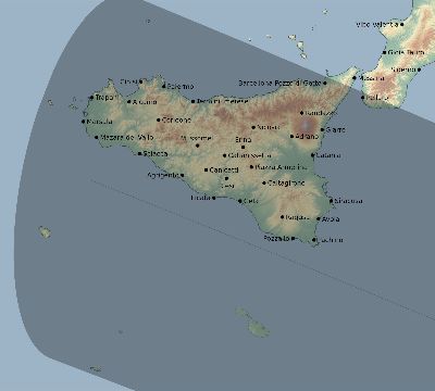 Map of the eclipse path across Italy on 11/11/1901
