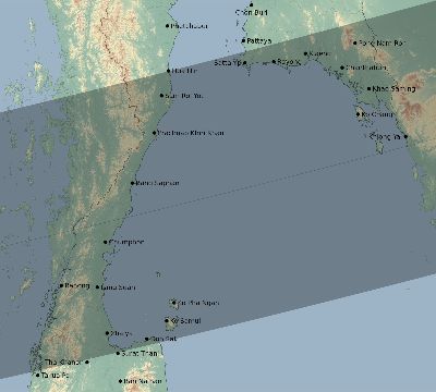 Map of the eclipse path across Thailand on 11/11/1901