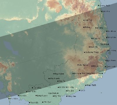 Map of the eclipse path across Vietnam on 11/11/1901