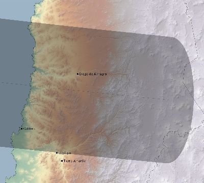 Map of the eclipse path across Chile on 09/09/1904