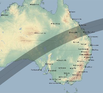 Map of the eclipse path across Australia on 03/06/1905