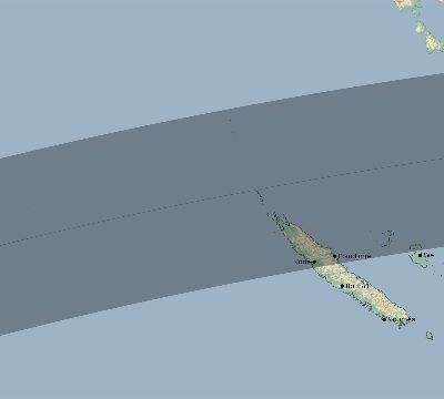 Map of the eclipse path across New Caledonia on 03/06/1905