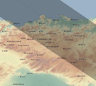 Map of the eclipse path across Algeria on 08/30/1905