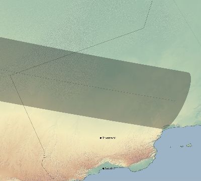 Map of the eclipse path across Oman on 08/30/1905
