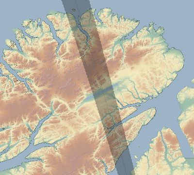 Map of the eclipse path across Canada on 06/17/1909