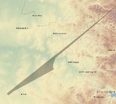 Map of the eclipse path across Kazakhstan on 06/17/1909