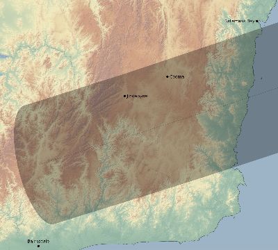 Map of the eclipse path across Australia on 04/28/1911