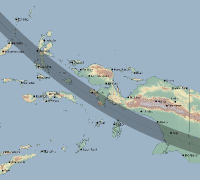 Map of the eclipse path across Indonesia on 10/22/1911