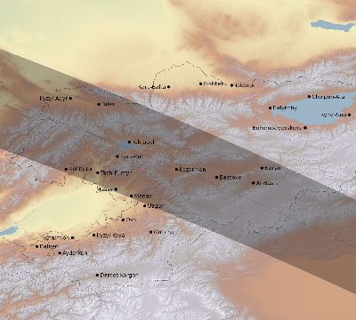 Map of the eclipse path across Kyrgyzstan on 10/22/1911