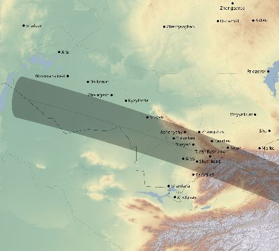 Map of the eclipse path across Kazakhstan on 10/22/1911