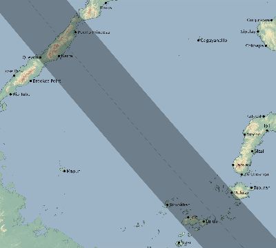 Map of the eclipse path across Philippines on 10/22/1911