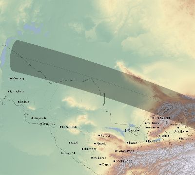 Map of the eclipse path across Uzbekistan on 10/22/1911