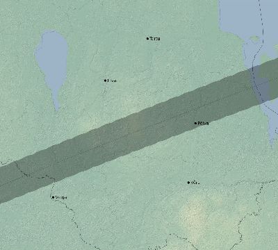 Map of the eclipse path across Estonia on 04/17/1912