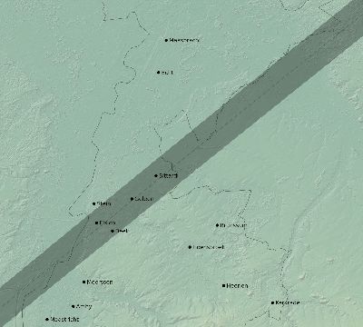 Map of the eclipse path across Netherlands on 04/17/1912
