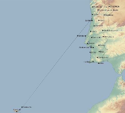 Map of the eclipse path across Portugal on 04/17/1912