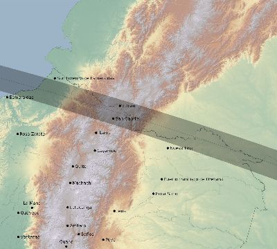 Map of the eclipse path across Ecuador on 10/10/1912