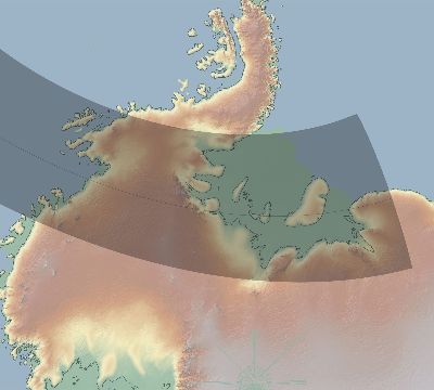 Map of the eclipse path across Antarctica on 02/25/1914