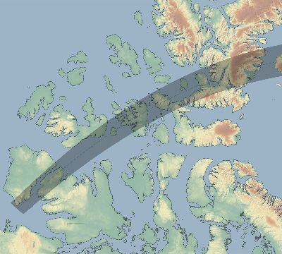 Map of the eclipse path across Canada on 08/21/1914