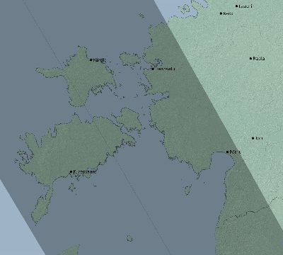 Map of the eclipse path across Estonia on 08/21/1914