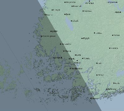 Map of the eclipse path across Finland on 08/21/1914