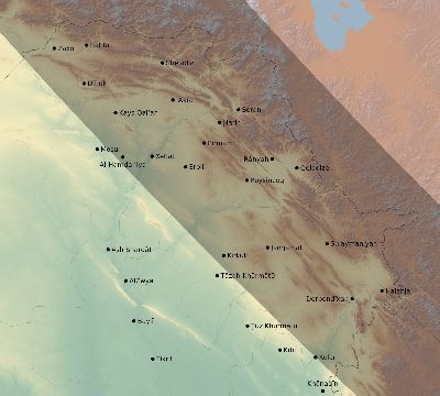 Map of the eclipse path across Iraq on 08/21/1914