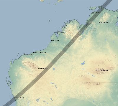 Map of the eclipse path across Australia on 02/14/1915