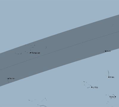 Map of the eclipse path across Marshall Islands on 02/14/1915