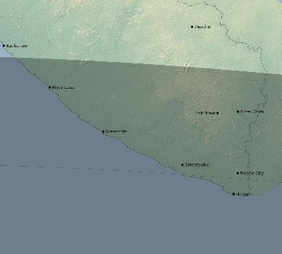 Map of the eclipse path across Liberia on 05/29/1919