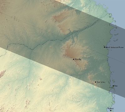 Map of the eclipse path across Mozambique on 05/29/1919