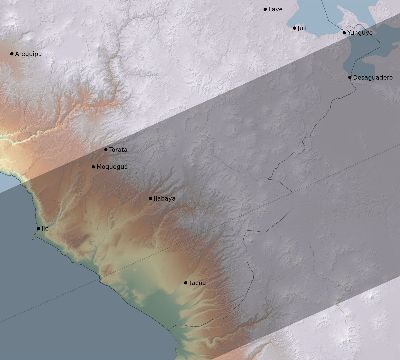 Map of the eclipse path across Peru on 05/29/1919