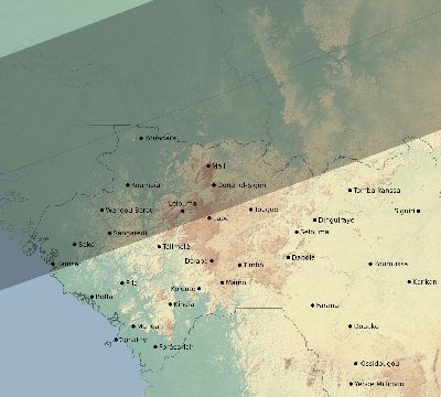 Map of the eclipse path across Guinea on 11/22/1919