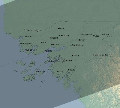 Map of the eclipse path across Guinea-Bissau on 11/22/1919