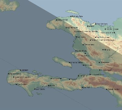 Map of the eclipse path across Haiti on 11/22/1919