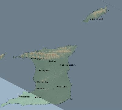 Map of the eclipse path across Trinidad and Tobago on 11/22/1919