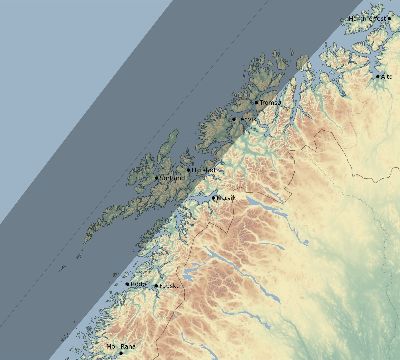 Map of the eclipse path across Norway on 04/08/1921