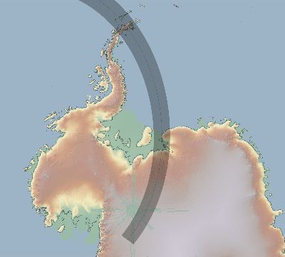 Map of the eclipse path across Antarctica on 10/01/1921