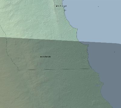 Map of the eclipse path across Kuwait on 03/28/1922